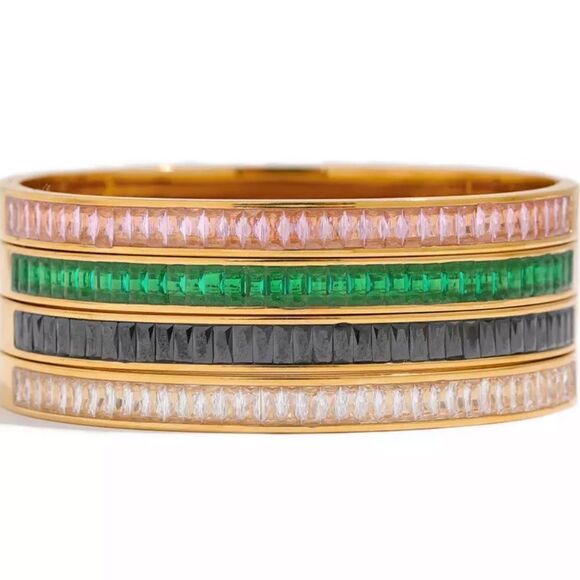 #40 Black Zircon Cuff Bangle Bracelet - Picture 2 of 8